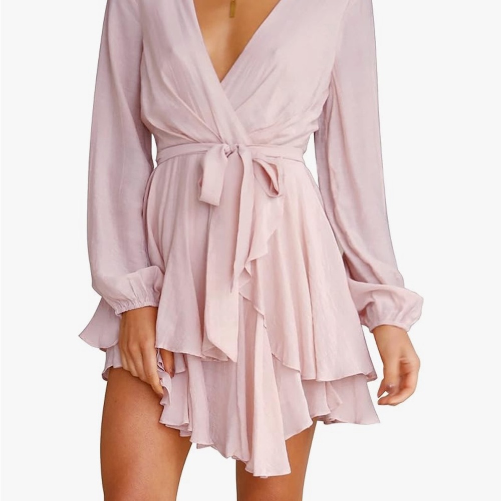 Elegant Pink Wrap Dress
